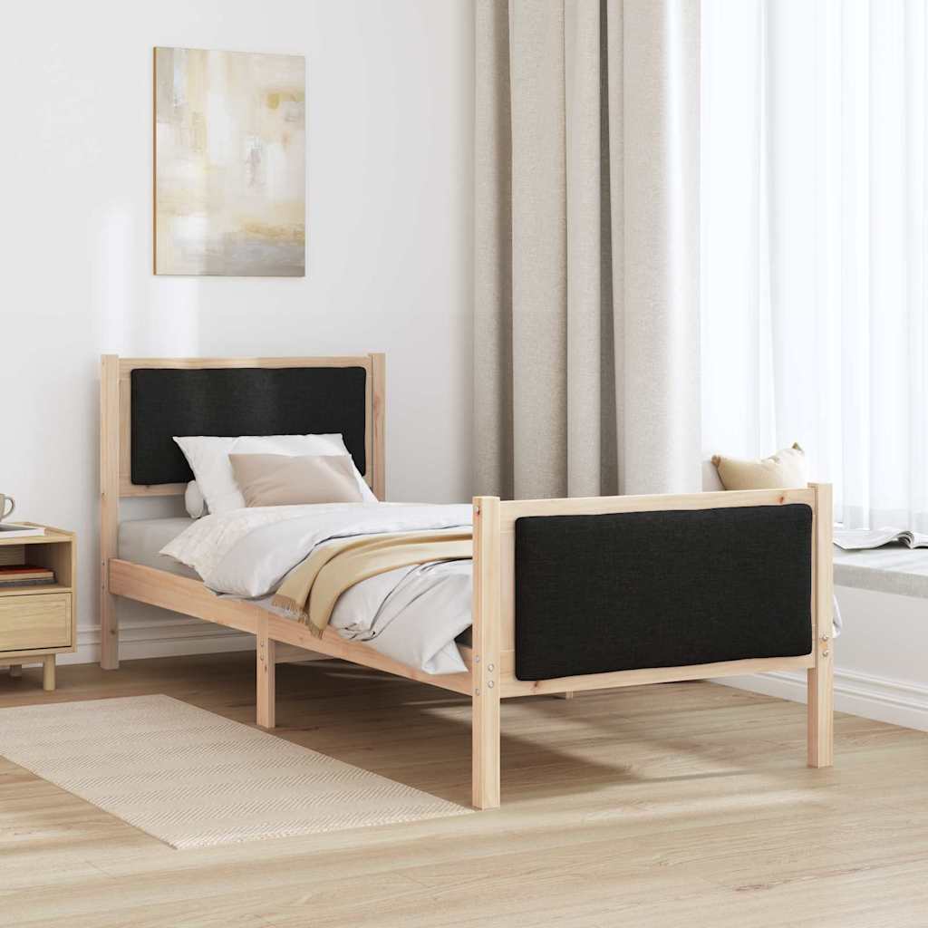 Sengestel med hovedgærde Sort 80 x 200 cm Stof