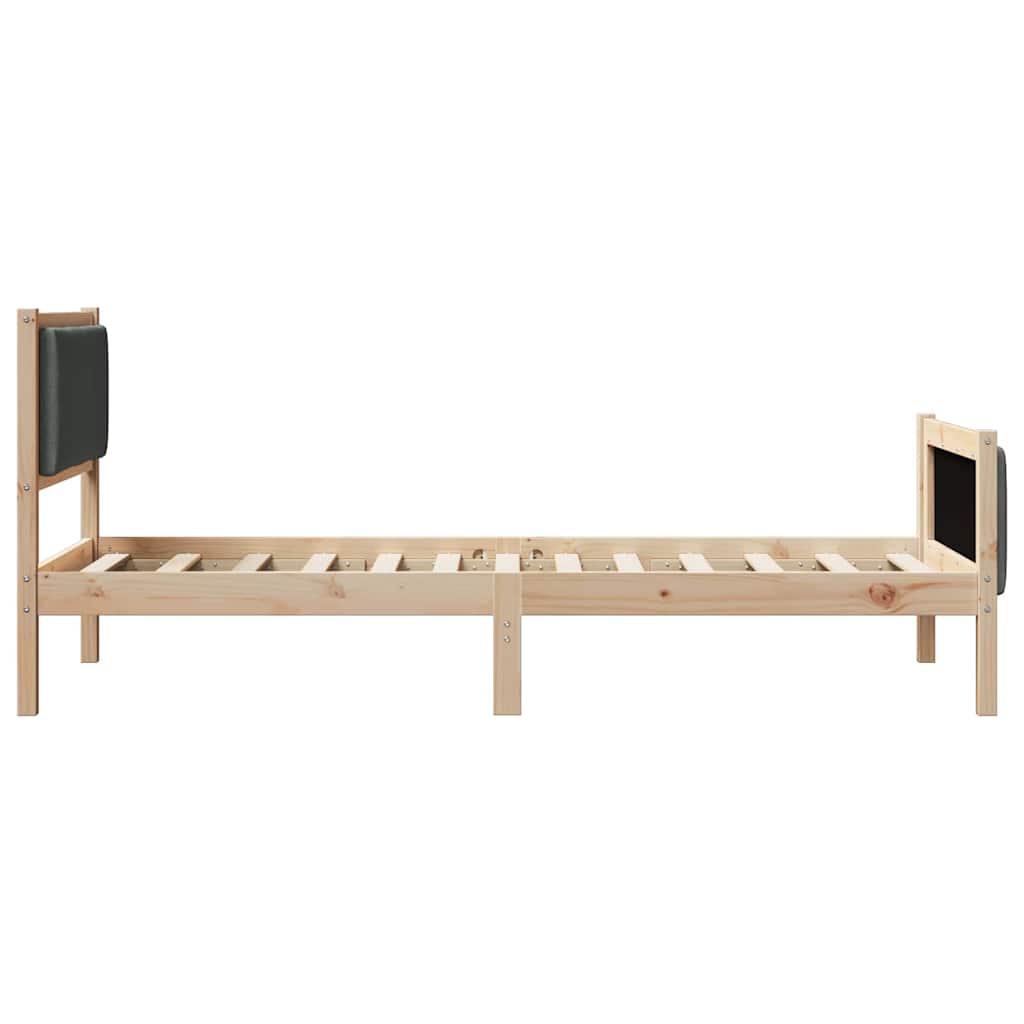 Sengestel med hovedgærde Mørkegrå 90 x 190 cm Stof
