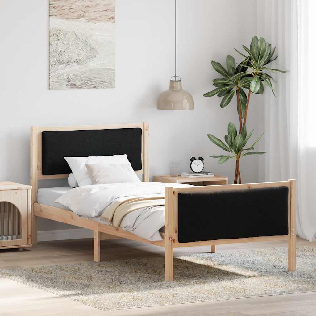 Sengestel med hovedgærde Sort 90 x 190 cm Stof