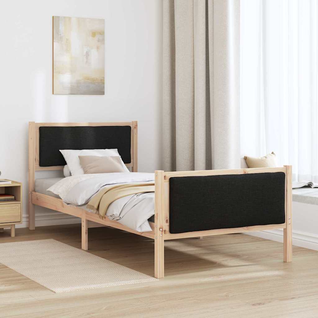 Sengestel med hovedgærde Sort 90 x 190 cm Stof