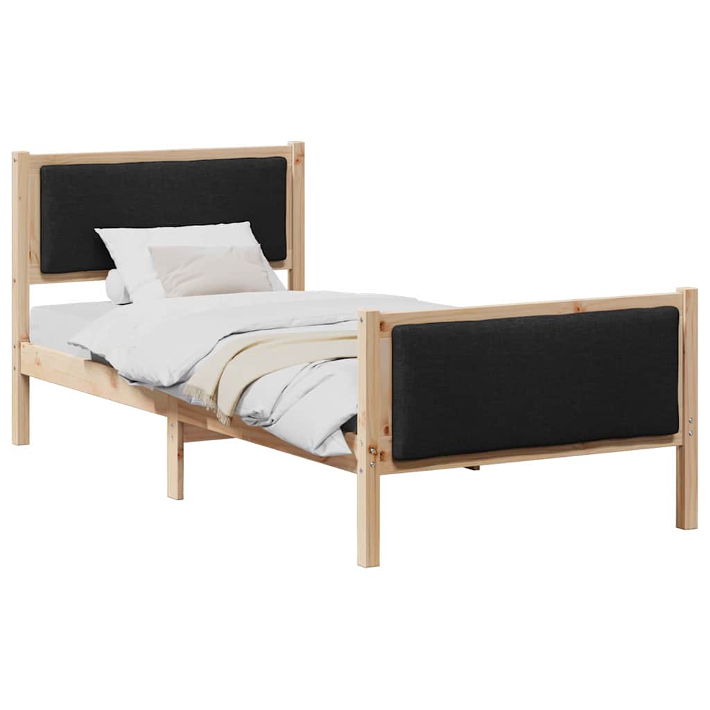 Sengestel med hovedgærde Sort 90 x 190 cm Stof