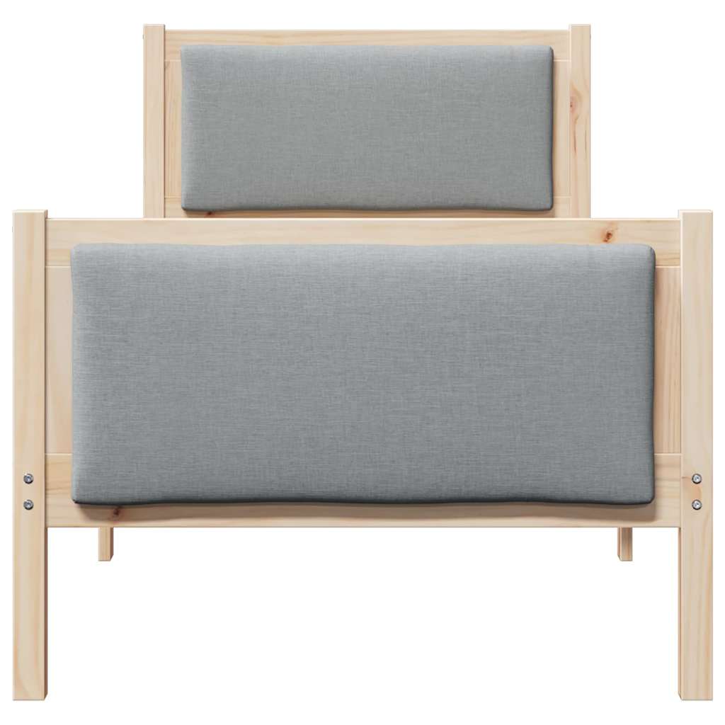 Sengestel med hovedgærde Lysegrå 75 x 190 cm Stof