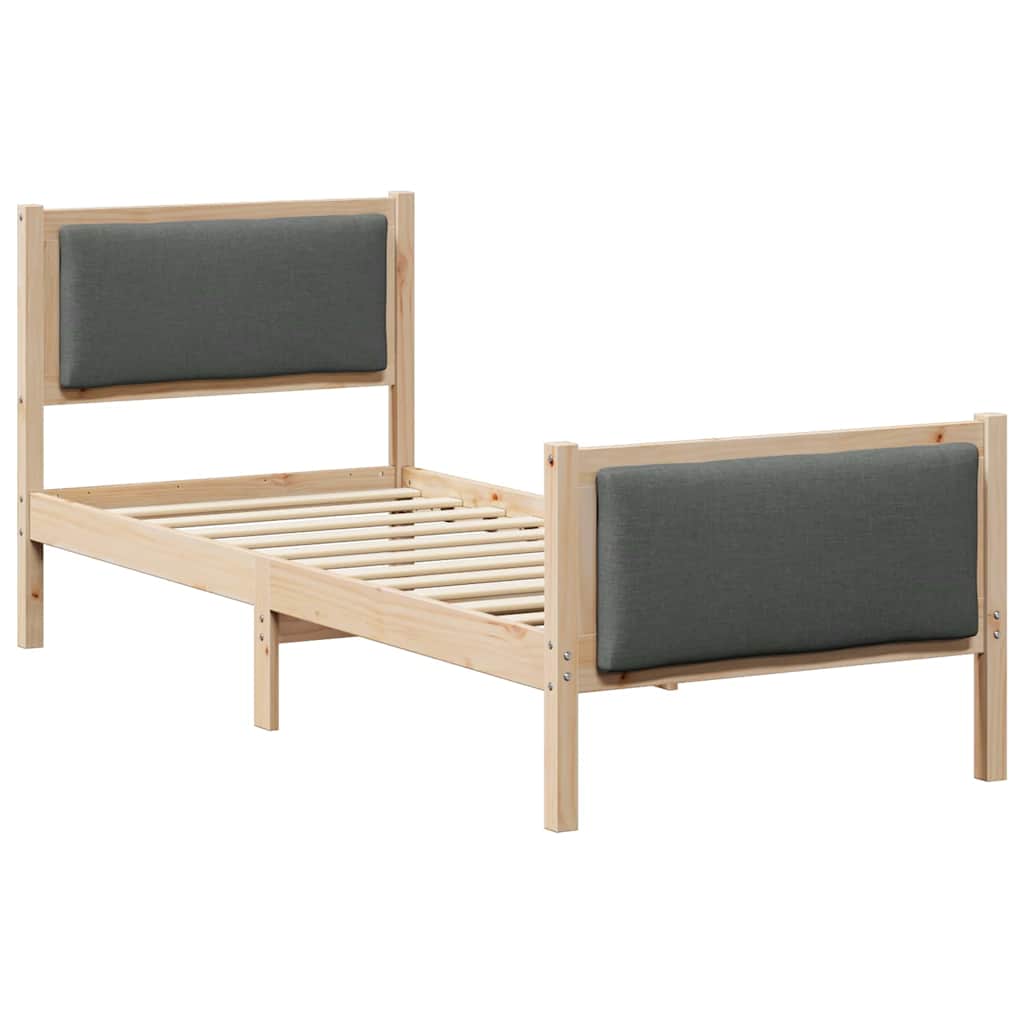 Sengestel med hovedgærde Mørkegrå 75 x 190 cm Stof