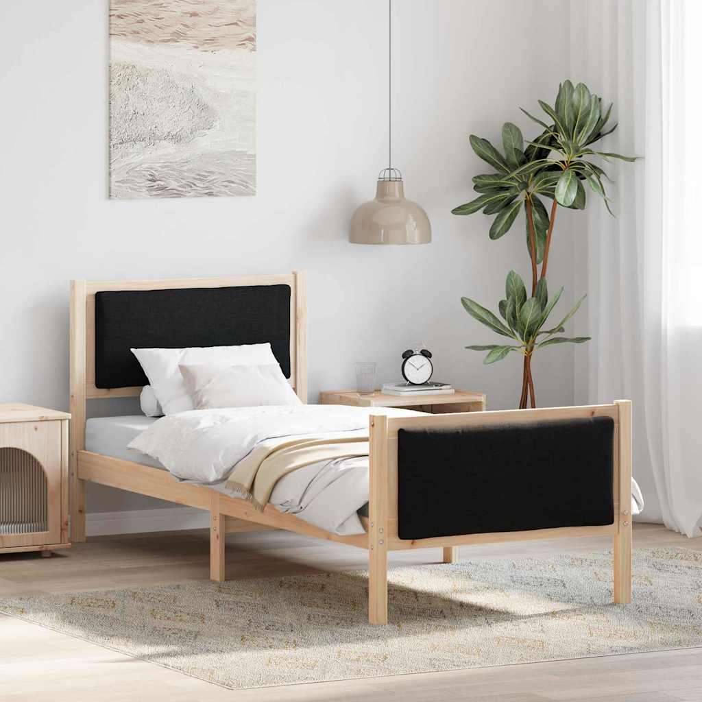 Sengestel med hovedgærde Sort 75 x 190 cm Stof