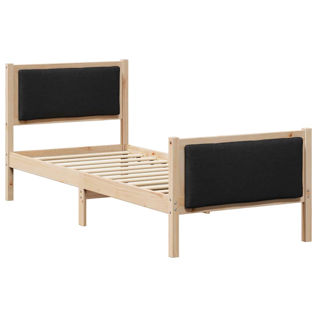 Sengestel med hovedgærde Sort 75 x 190 cm Stof