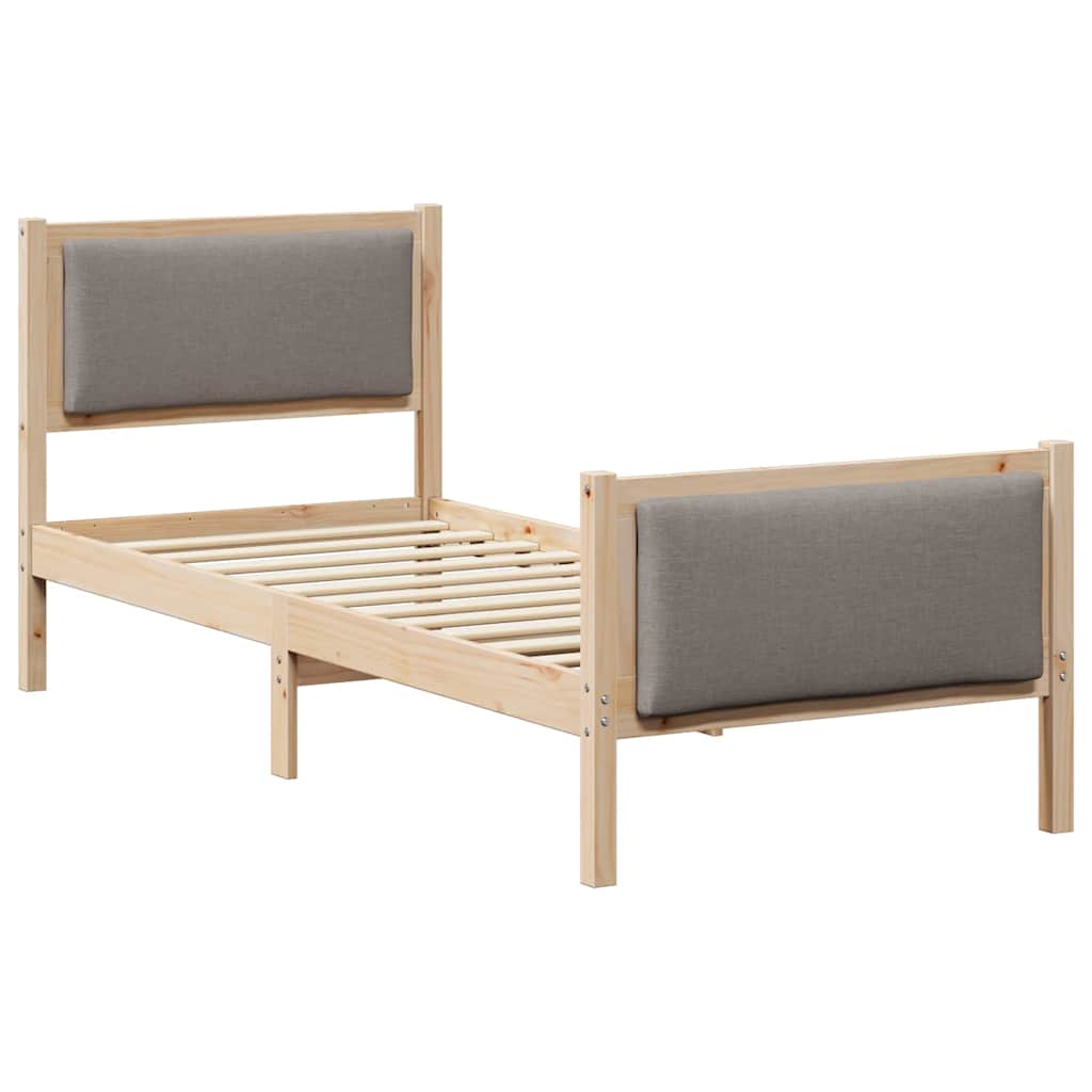 Sengestel med hovedgærde Gråbrun 75 x 190 cm Stof