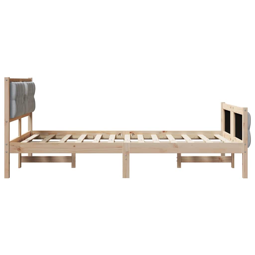 Sengestel med hovedgærde Lysegrå 120 x 200 cm Massiv fyrretræ