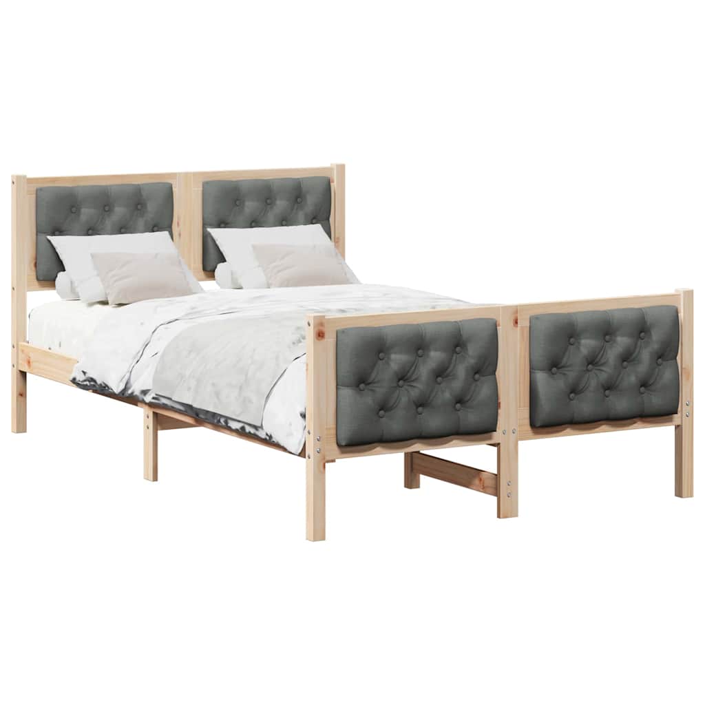 Sengestel med hovedgærde Mørkegrå 120 x 200 cm Massiv fyrretræ