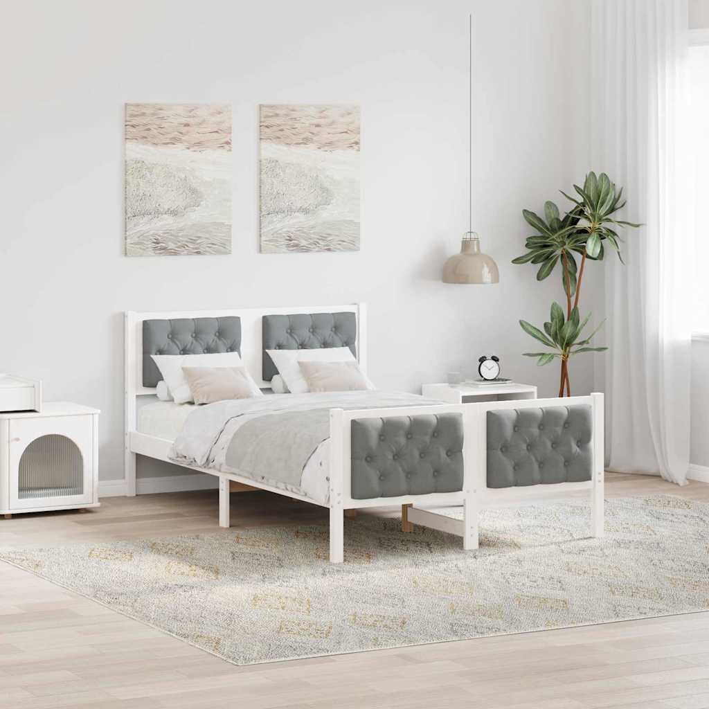 Sengestel med hovedgærde Lysegrå 120 x 200 cm Massiv fyrretræ