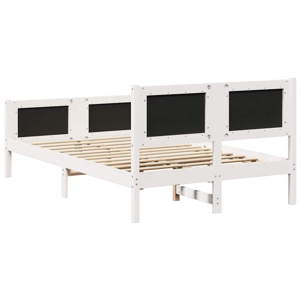 Sengestel med hovedgærde Lysegrå 135 x 190 cm Massiv fyrretræ