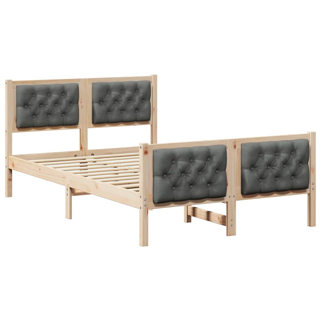 Sengestel med hovedgærde Mørkegrå 120 x 190 cm Massiv fyrretræ