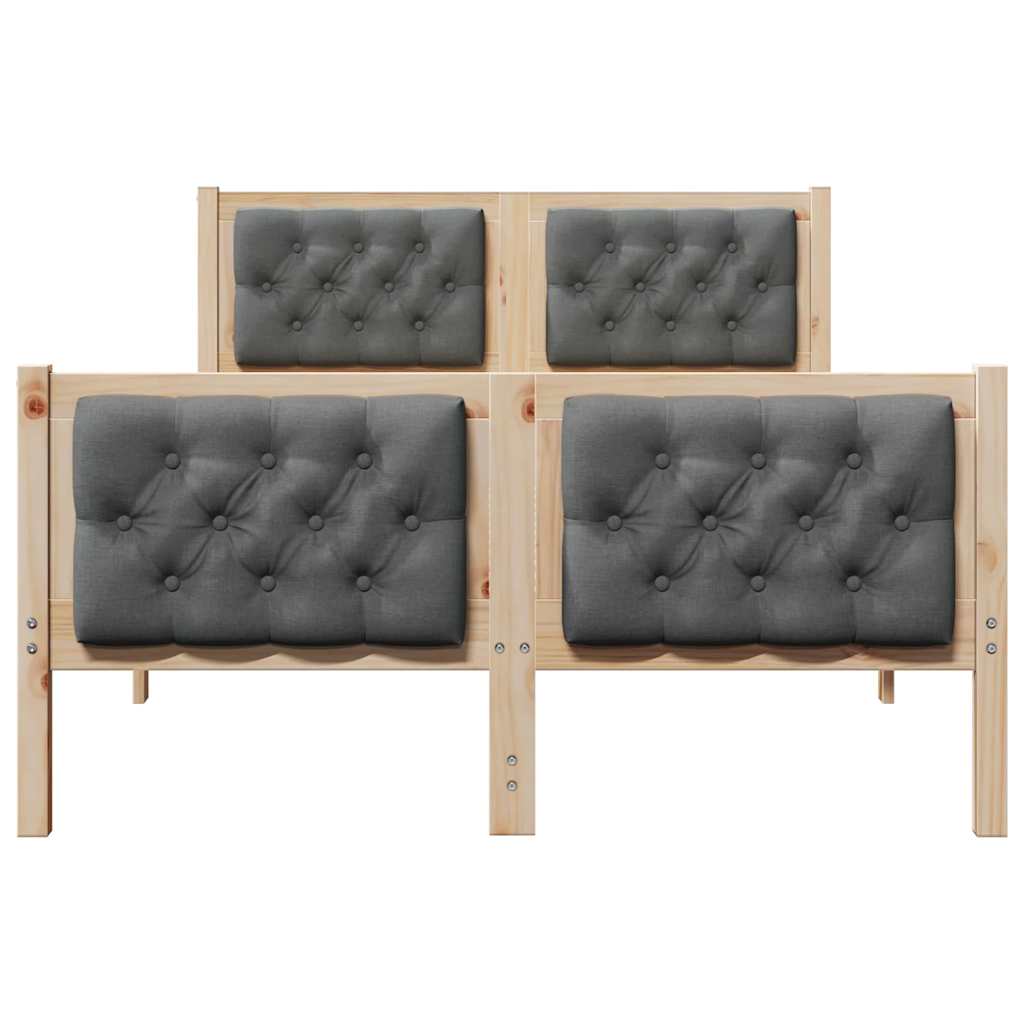 Sengestel med hovedgærde Mørkegrå 120 x 190 cm Massiv fyrretræ