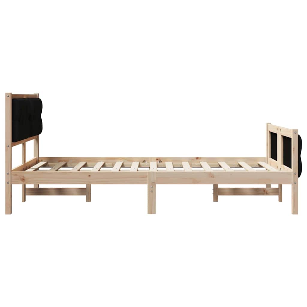 Sengestel med hovedgærde Sort 120 x 190 cm Massiv fyrretræ