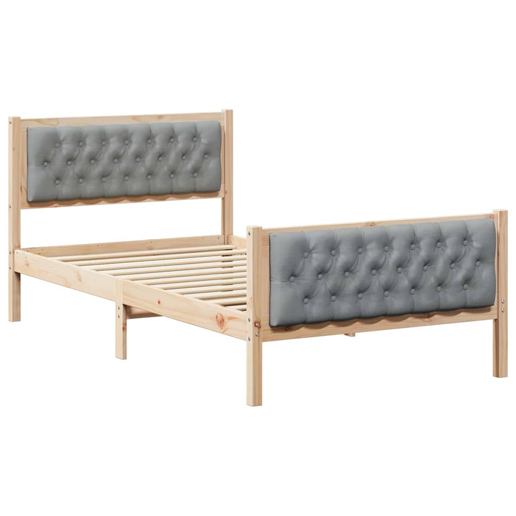 Sengestel med hovedgærde Lysegrå 100 x 200 cm Massiv fyrretræ
