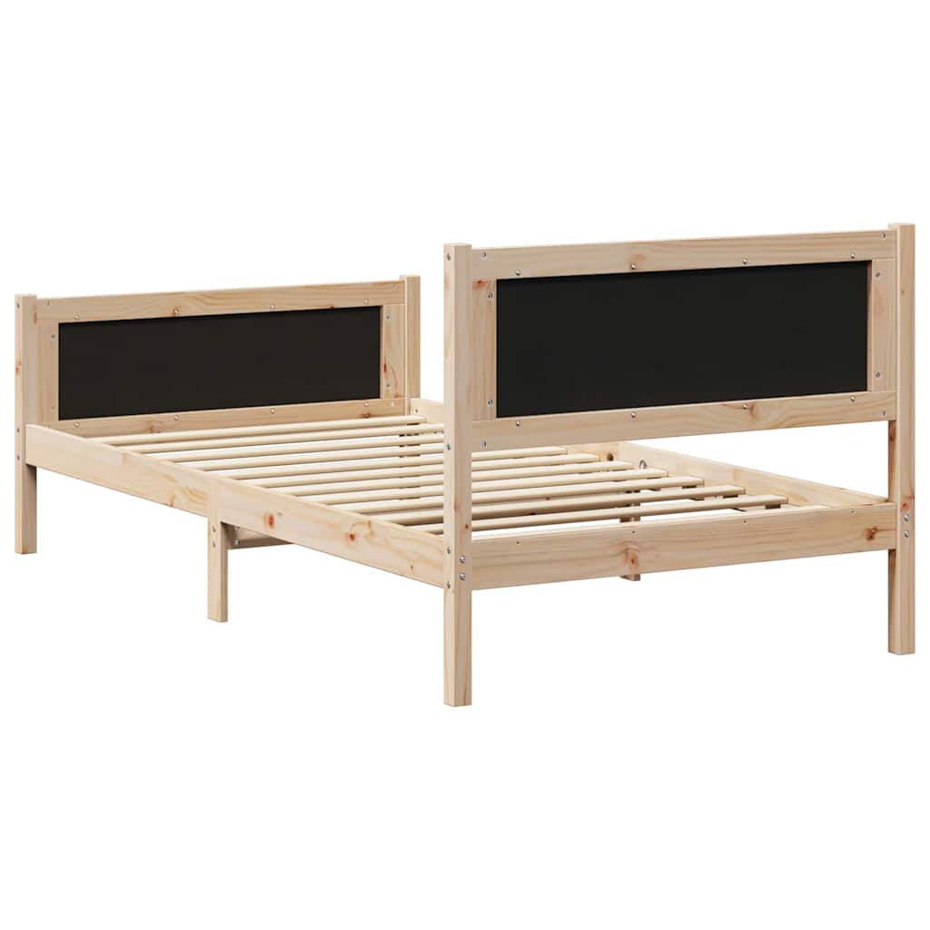 Sengestel med hovedgærde Gråbrun 100 x 200 cm Massiv fyrretræ