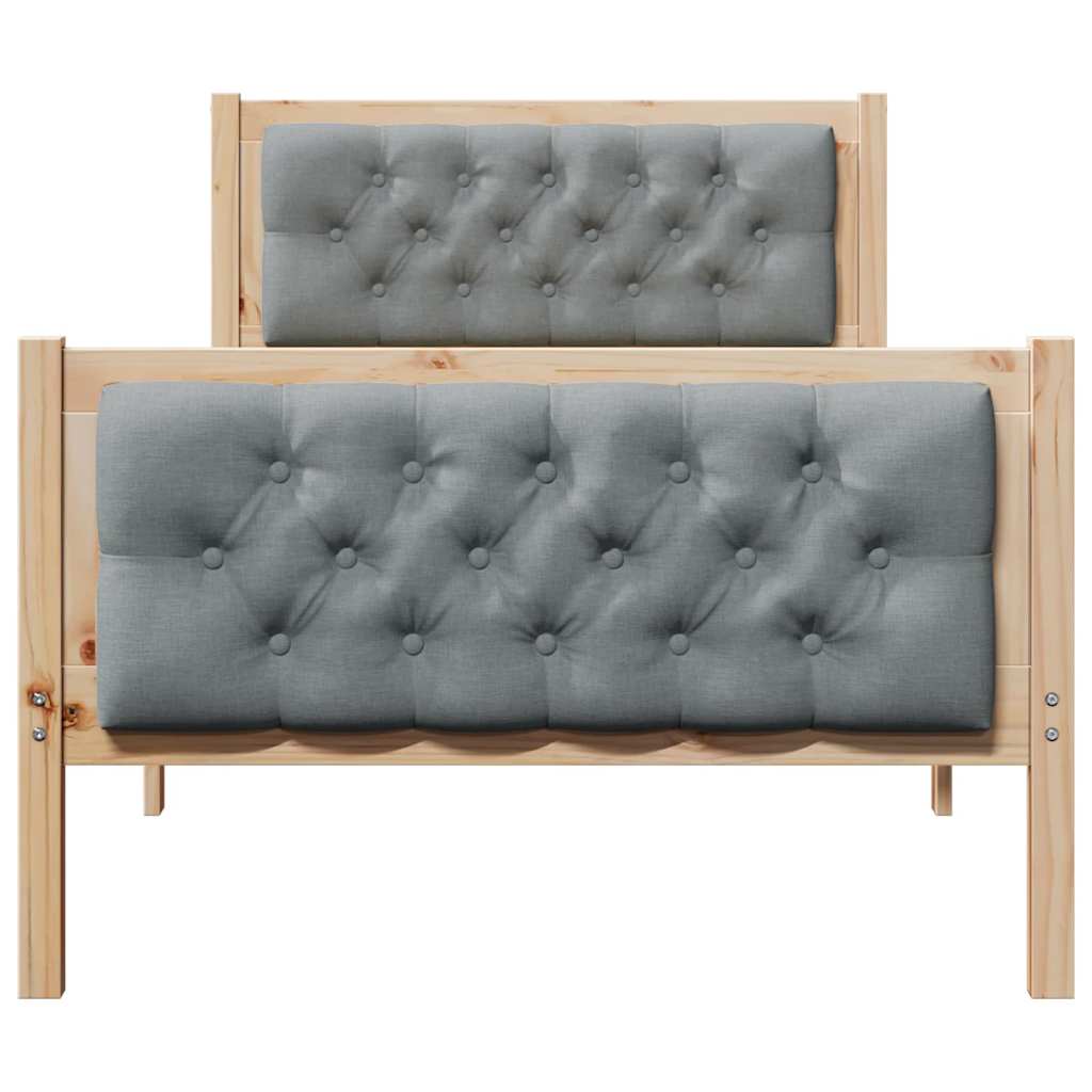 Sengestel med hovedgærde Lysegrå 90 x 200 cm Massiv fyrretræ