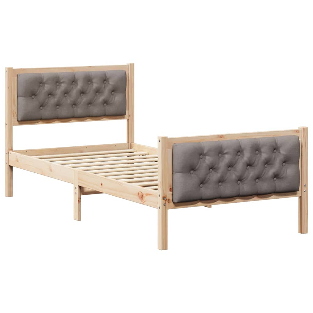 Sengestel med hovedgærde Gråbrun 90 x 200 cm Massiv fyrretræ