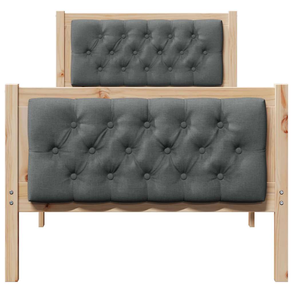 Sengestel med hovedgærde Mørkegrå 80 x 200 cm Massiv fyrretræ