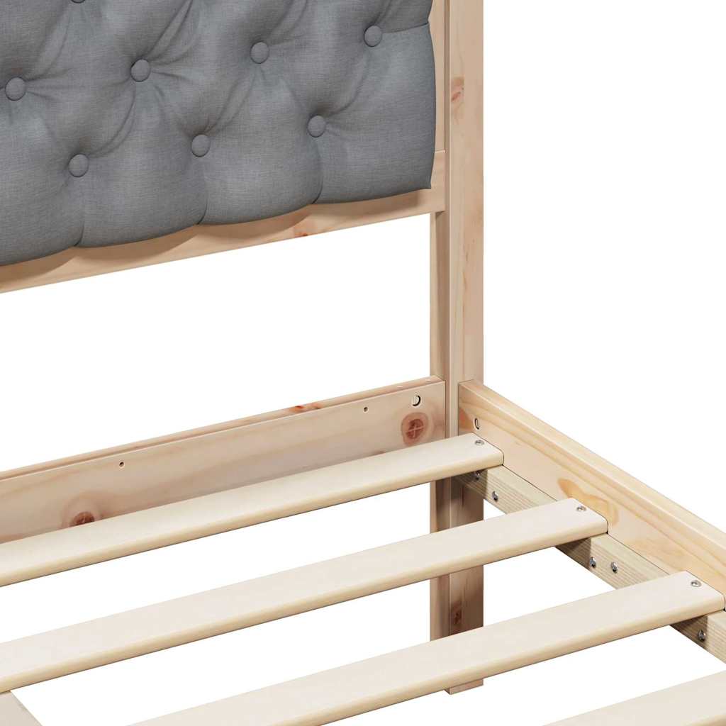 Sengestel med hovedgærde Lysegrå 90 x 190 cm Massiv fyrretræ