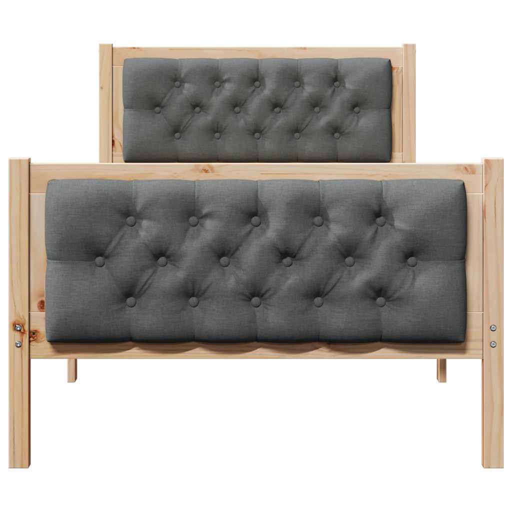 Sengestel med hovedgærde Mørkegrå 90 x 190 cm Massiv fyrretræ