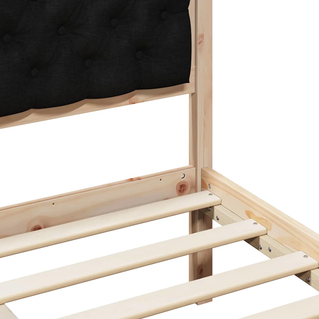Sengestel med hovedgærde Sort 90 x 190 cm Massiv fyrretræ