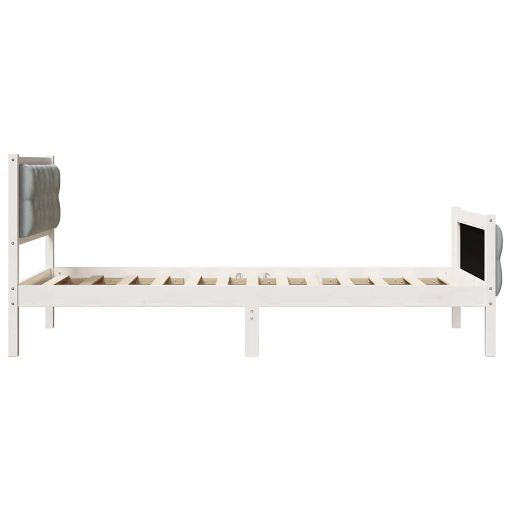 Sengestel med hovedgærde Lysegrå 90 x 190 cm Massiv fyrretræ