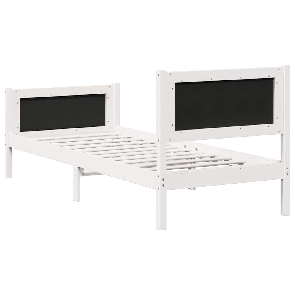 Sengestel med hovedgærde Lysegrå 75 x 190 cm Massiv fyrretræ