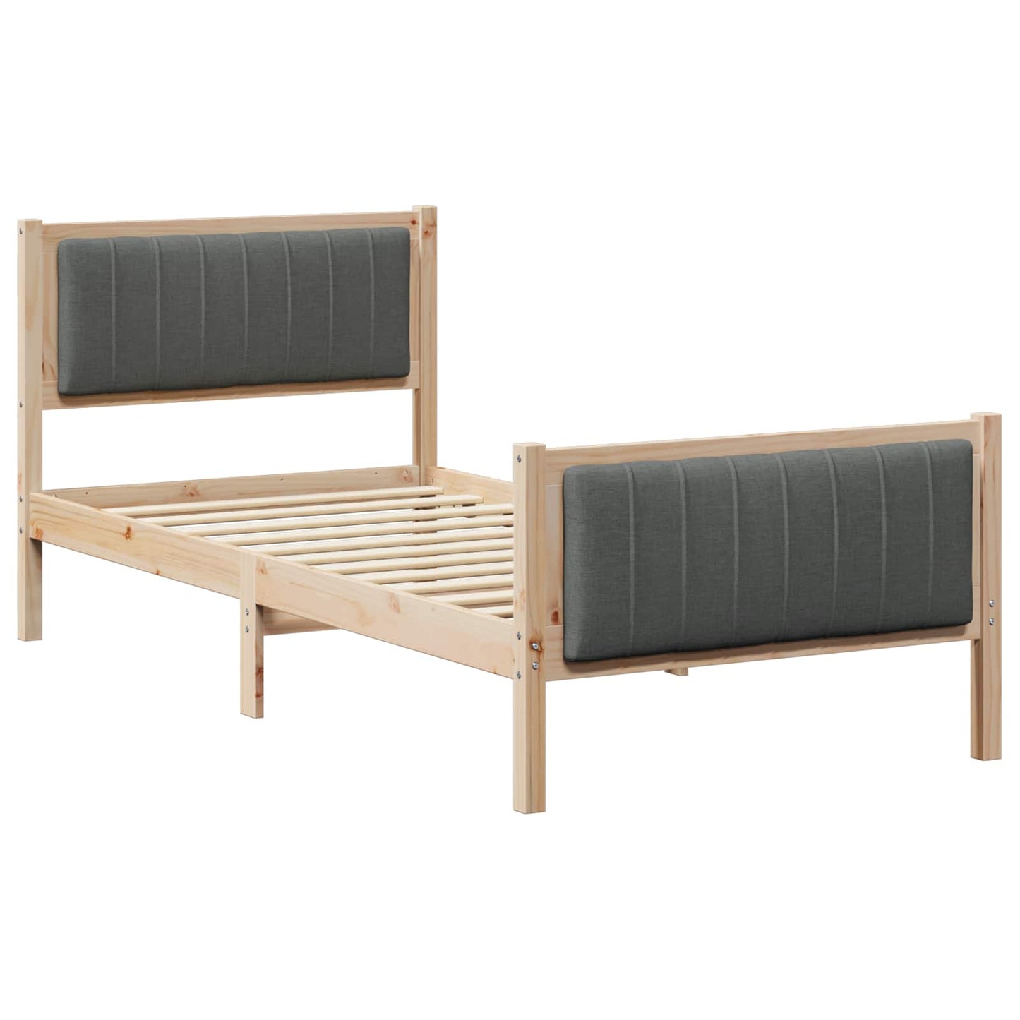 Sengestel brun og mørkegrå 90 x 200 cm Massivt fyrretræ