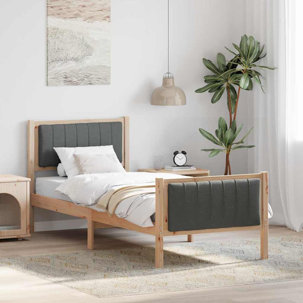 Sengestel brun og mørkegrå 80 x 200 cm Massivt fyrretræ