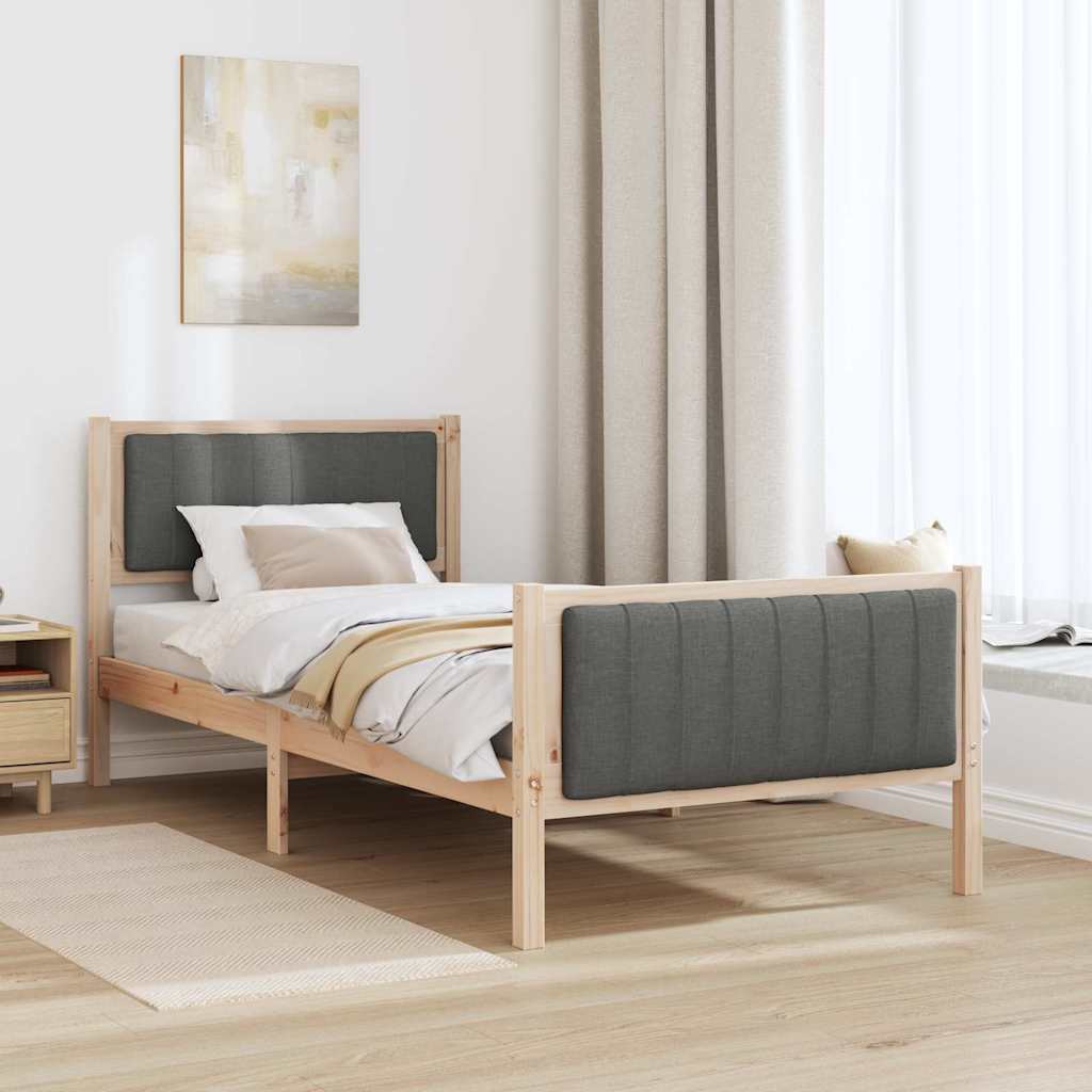Sengestel brun og mørkegrå 90 x 190 cm Massivt fyrretræ