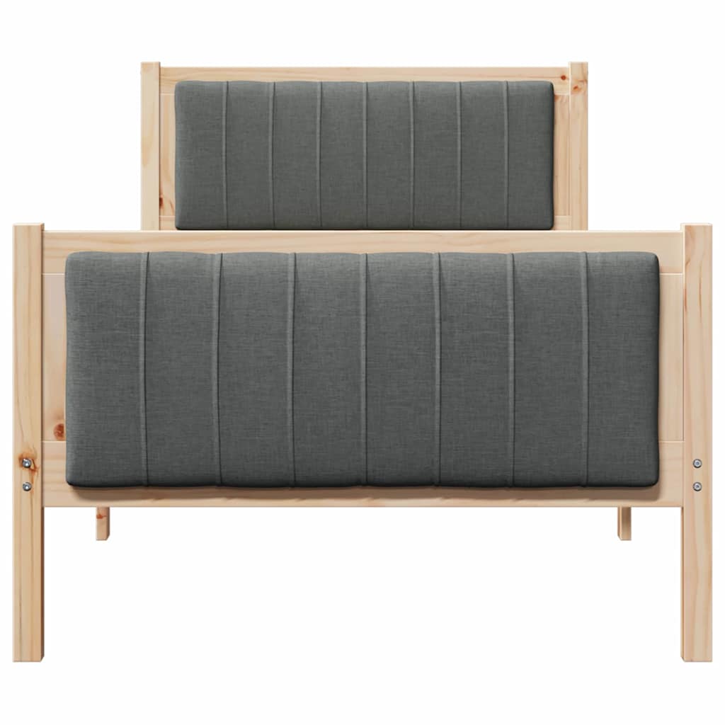 Sengestel brun og mørkegrå 90 x 190 cm Massivt fyrretræ