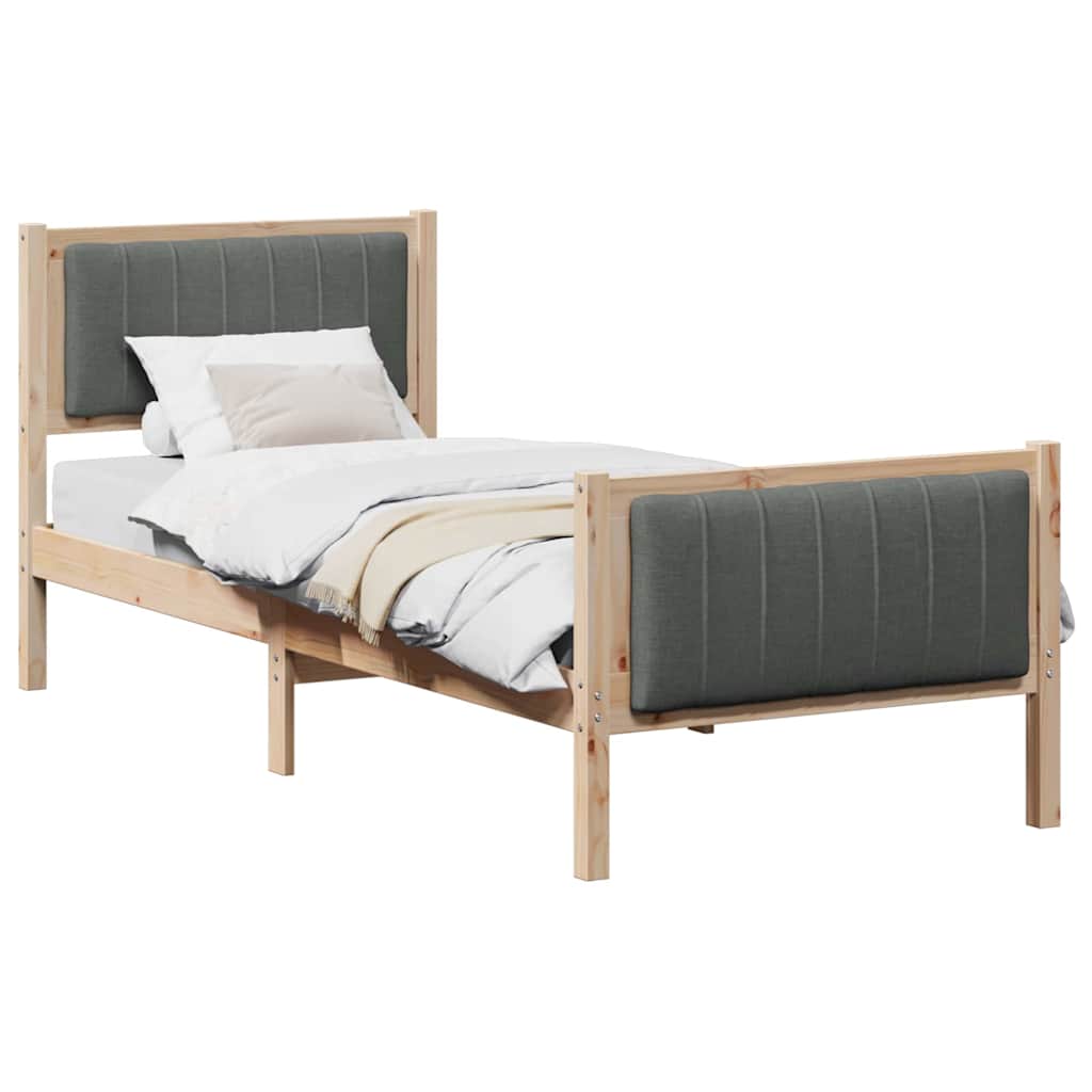 Sengestel brun og mørkegrå 75 x 190 cm Massivt fyrretræ