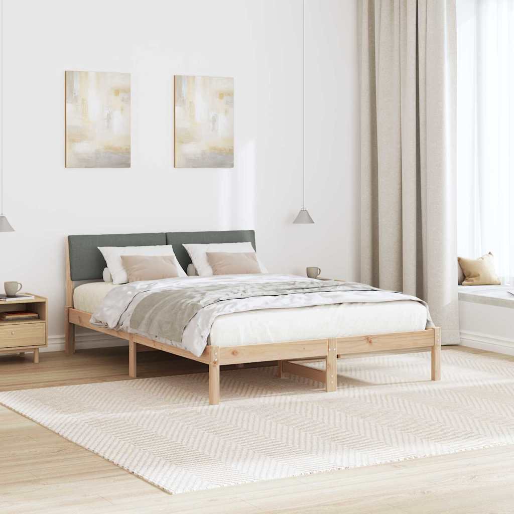 Sengestel brun og mørkegrå 160 x 200 cm Massivt fyrretræ