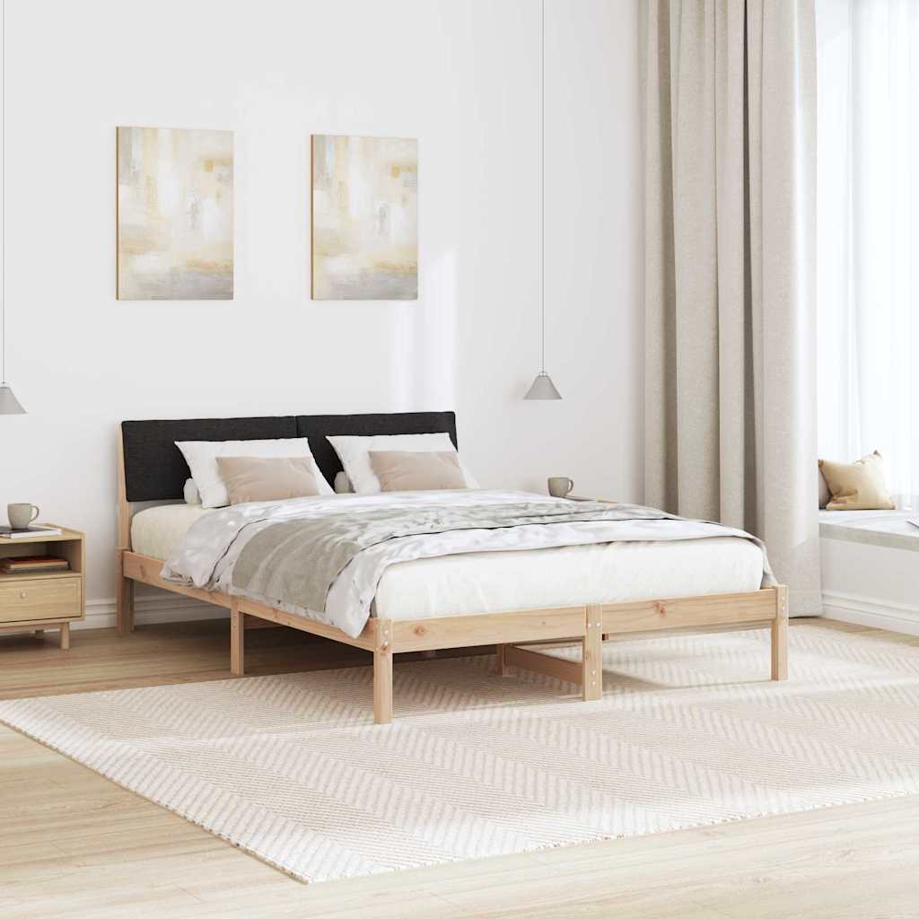 Sengestel Brun og sort 160 x 200 cm Massivt fyrretræ