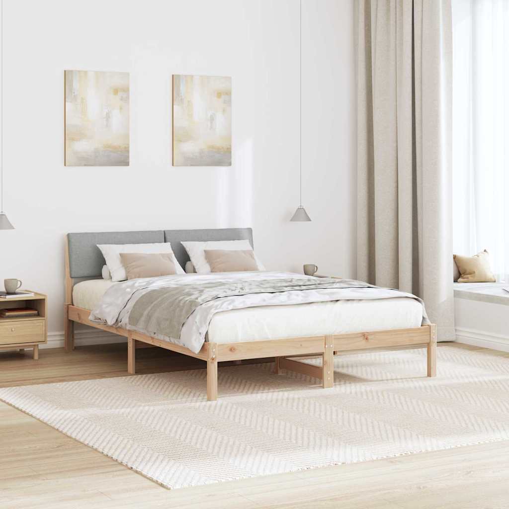 Sengestel Brun og lys grå 140 x 200 cm Massivt fyrretræ