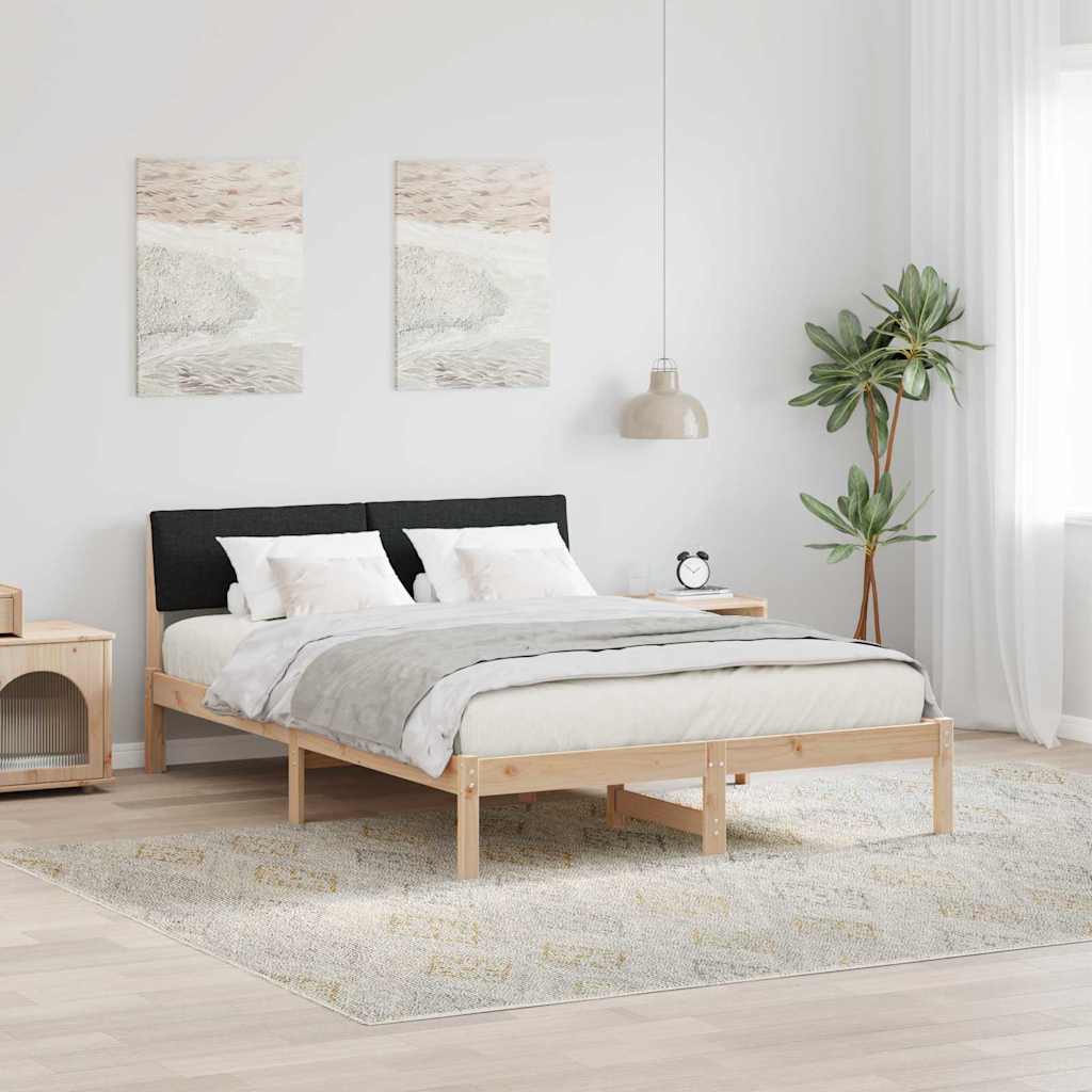 Sengestel Brun og sort 140 x 200 cm Massivt fyrretræ