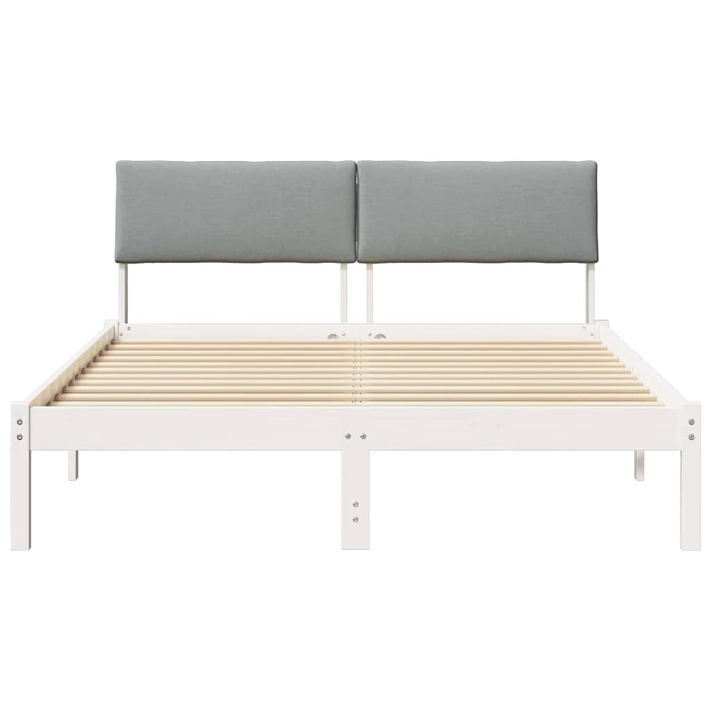 Sengestel Hvid og lys grå 140 x 200 cm Massivt fyrretræ