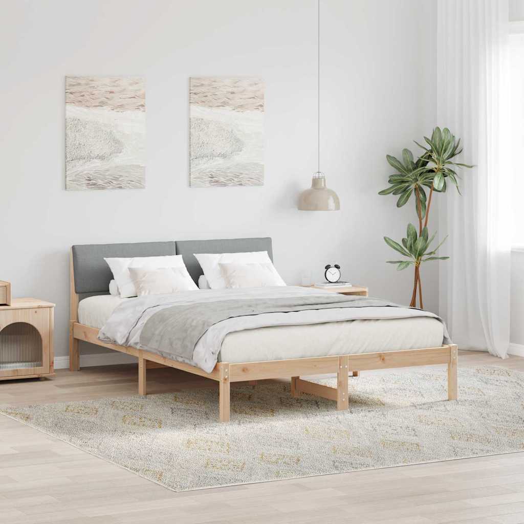 Sengestel Brun og lys grå 140 x 190 cm Massivt fyrretræ