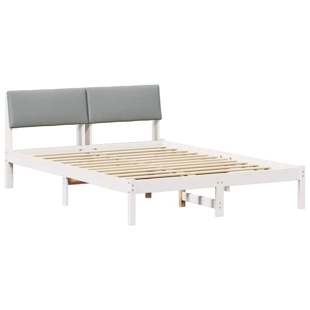 Sengestel Hvid og lys grå 135 x 190 cm Massivt fyrretræ