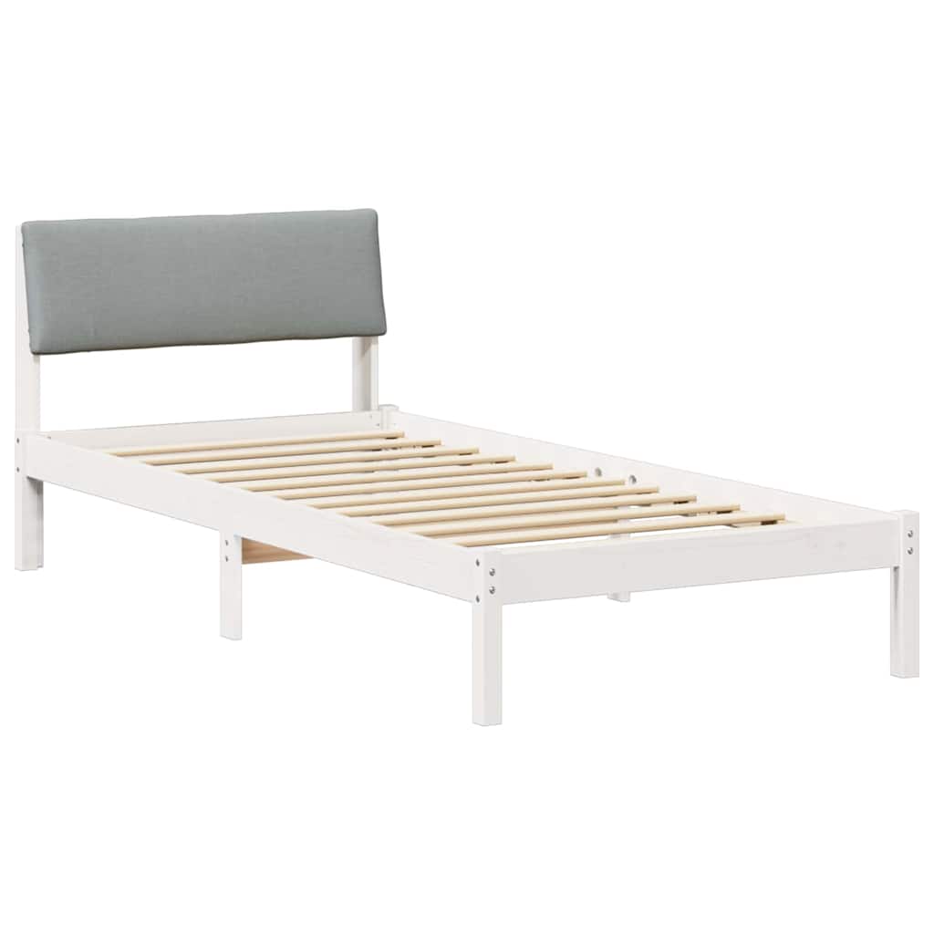 Sengestel Hvid og lys grå 100 x 200 cm Massivt fyrretræ