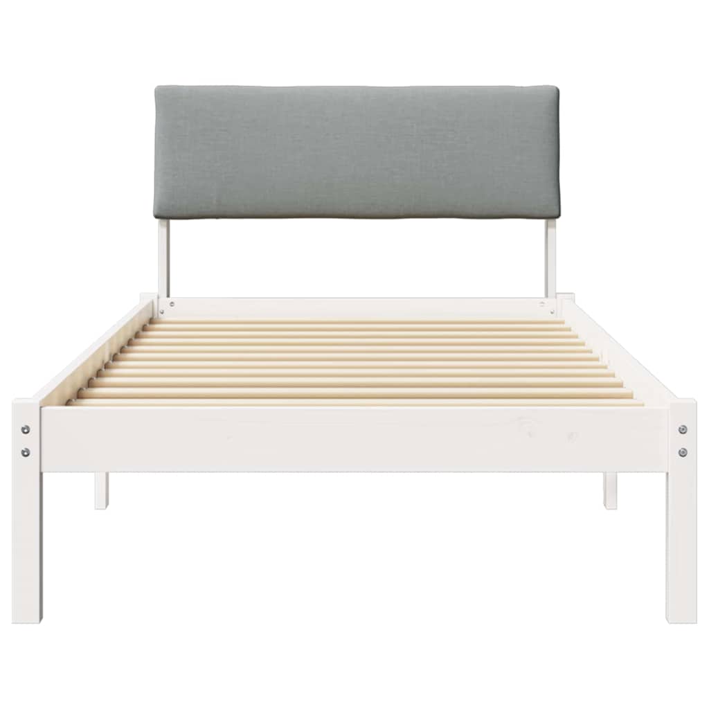 Sengestel Hvid og lys grå 90 x 200 cm Massivt fyrretræ