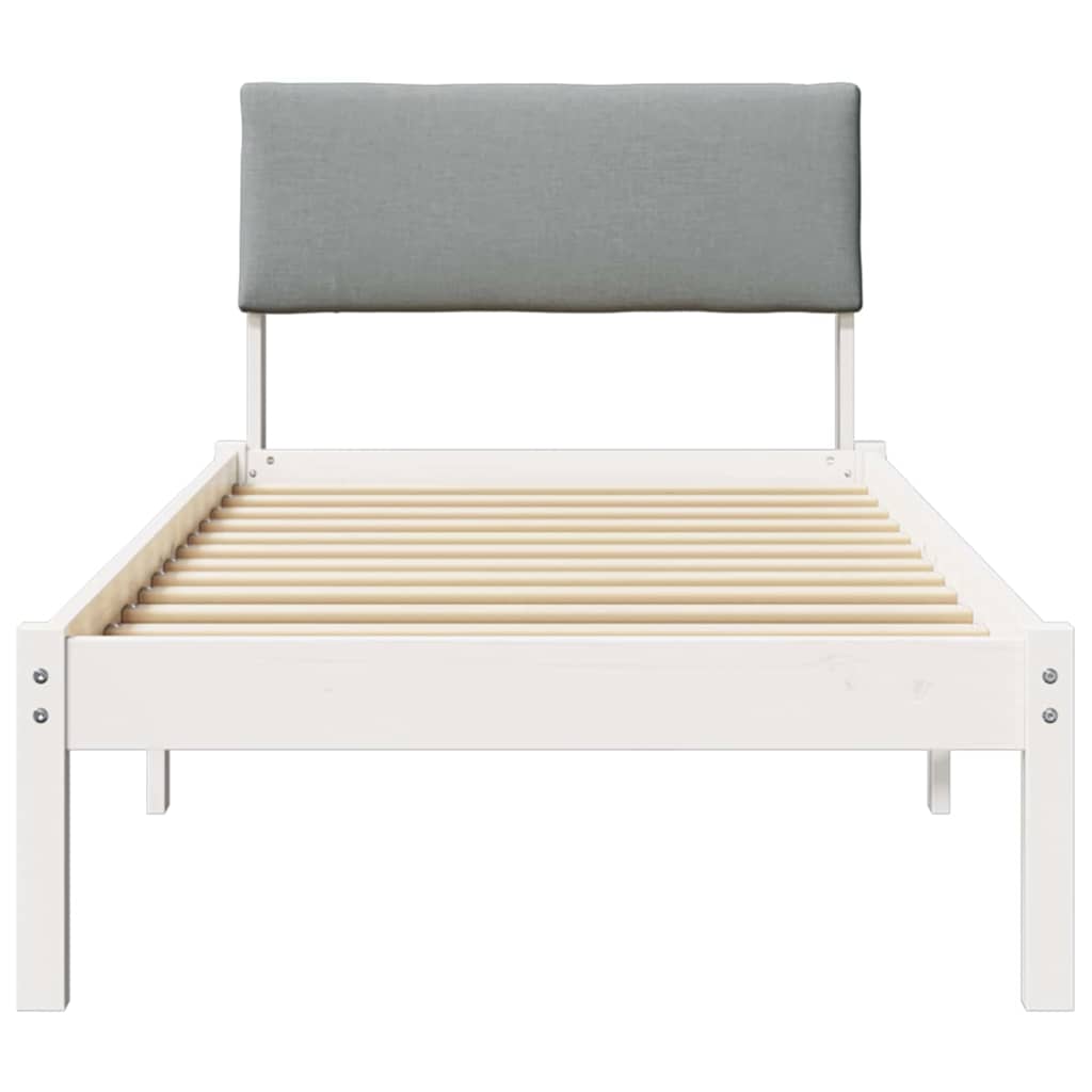 Sengestel Hvid og lys grå 80 x 200 cm Massivt fyrretræ