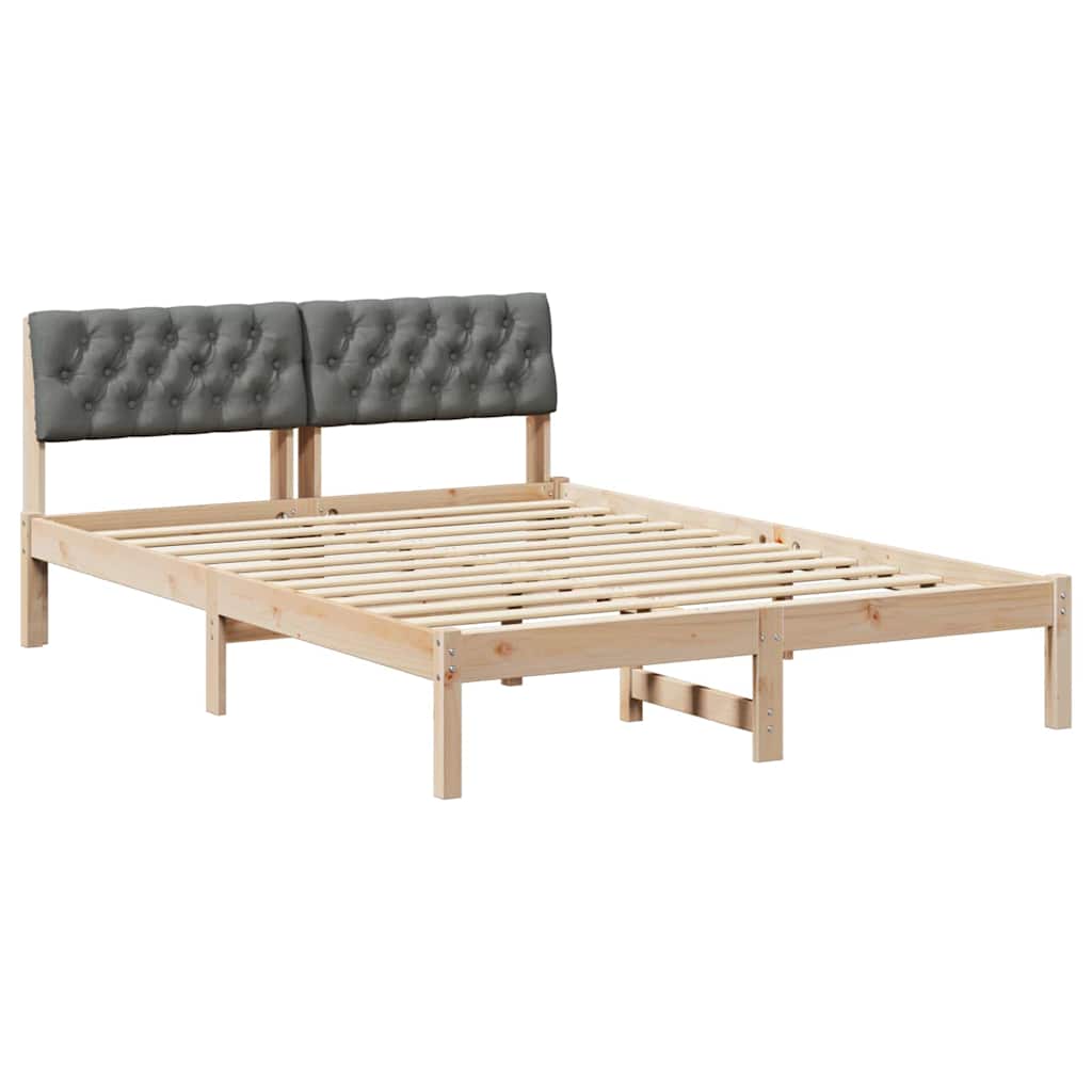 Sengestel brun og mørkegrå 160 x 200 cm Massivt fyrretræ