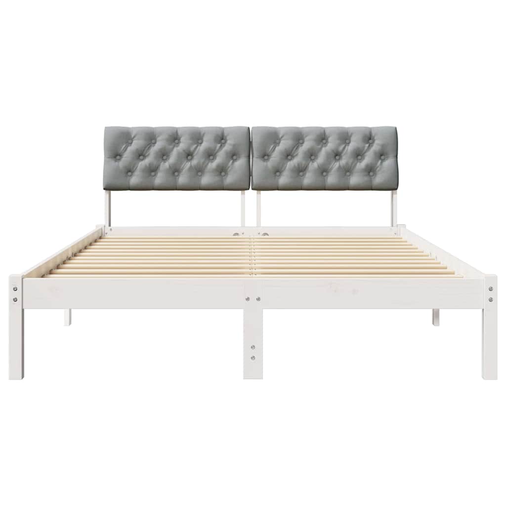 Sengestel Hvid og lys grå 160 x 200 cm Massivt fyrretræ