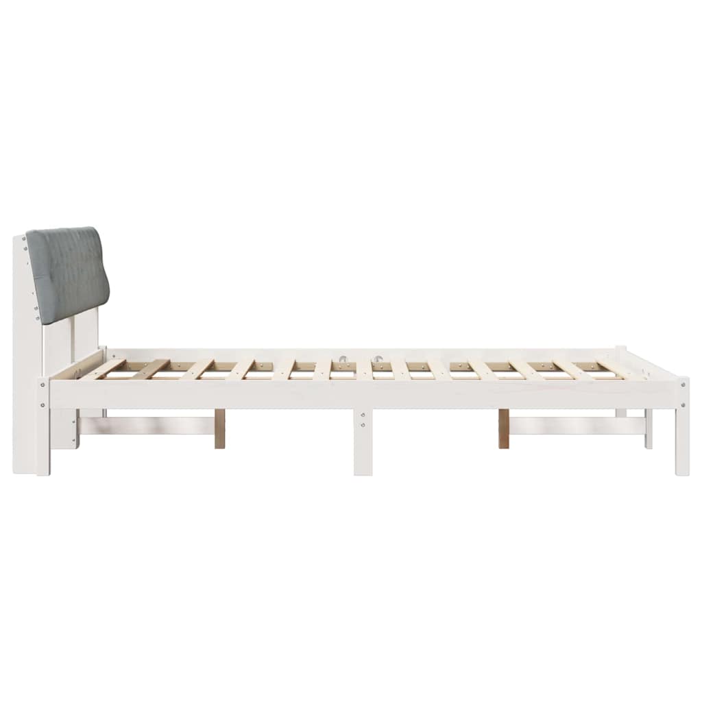 Sengestel Hvid og lys grå 150 x 200 cm Massivt fyrretræ