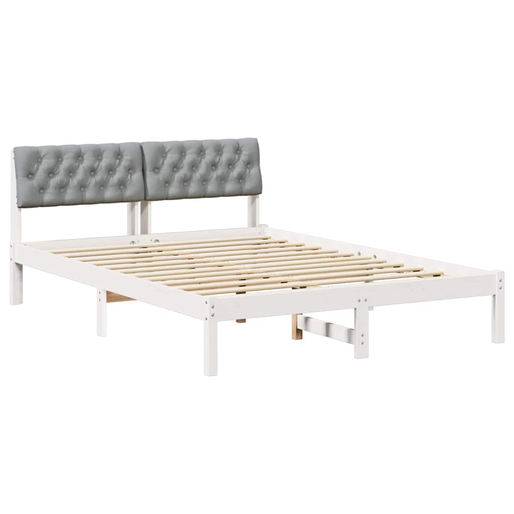 Sengestel Hvid og lys grå 140 x 200 cm Massivt fyrretræ