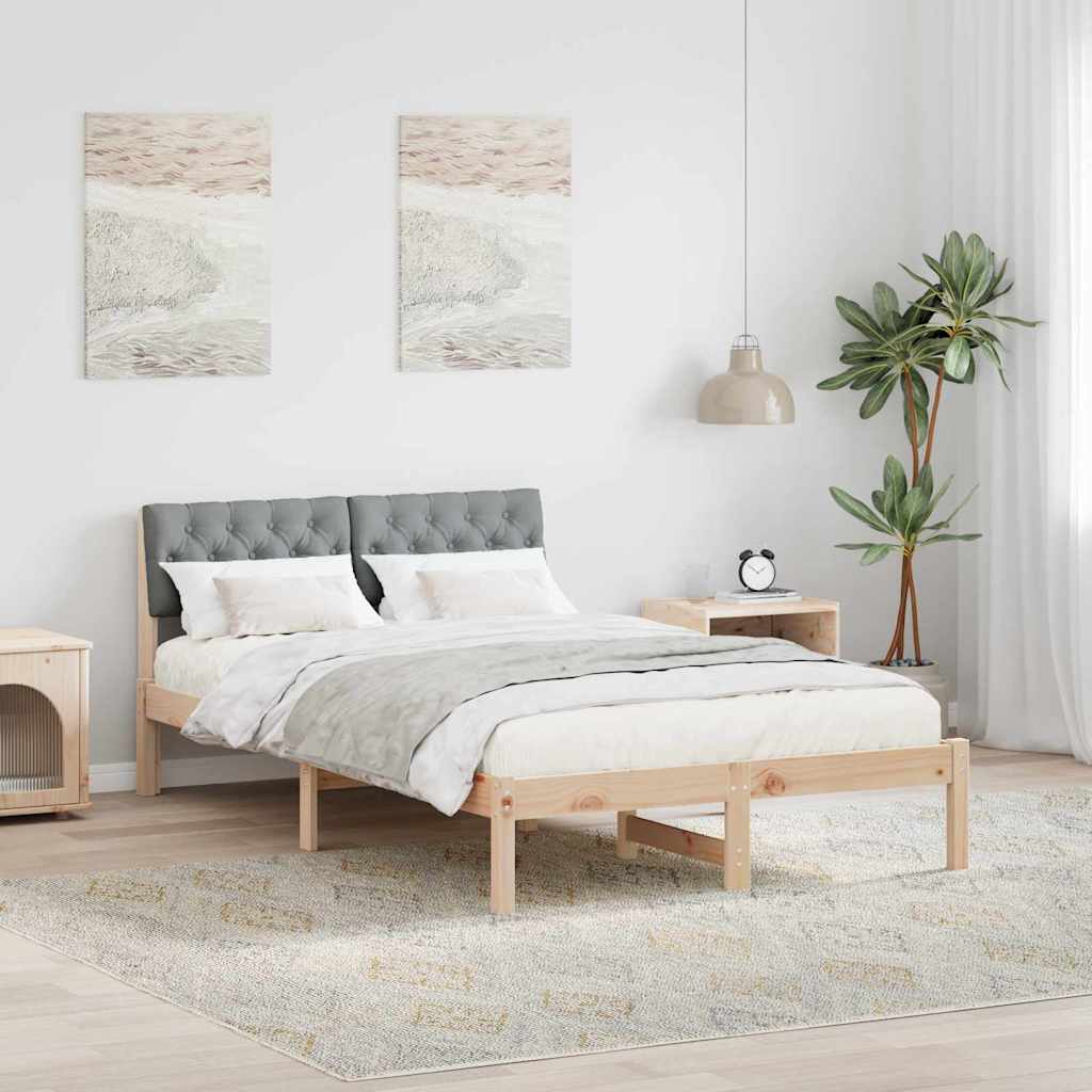 Sengestel Brun og lys grå 120 x 200 cm Massivt fyrretræ