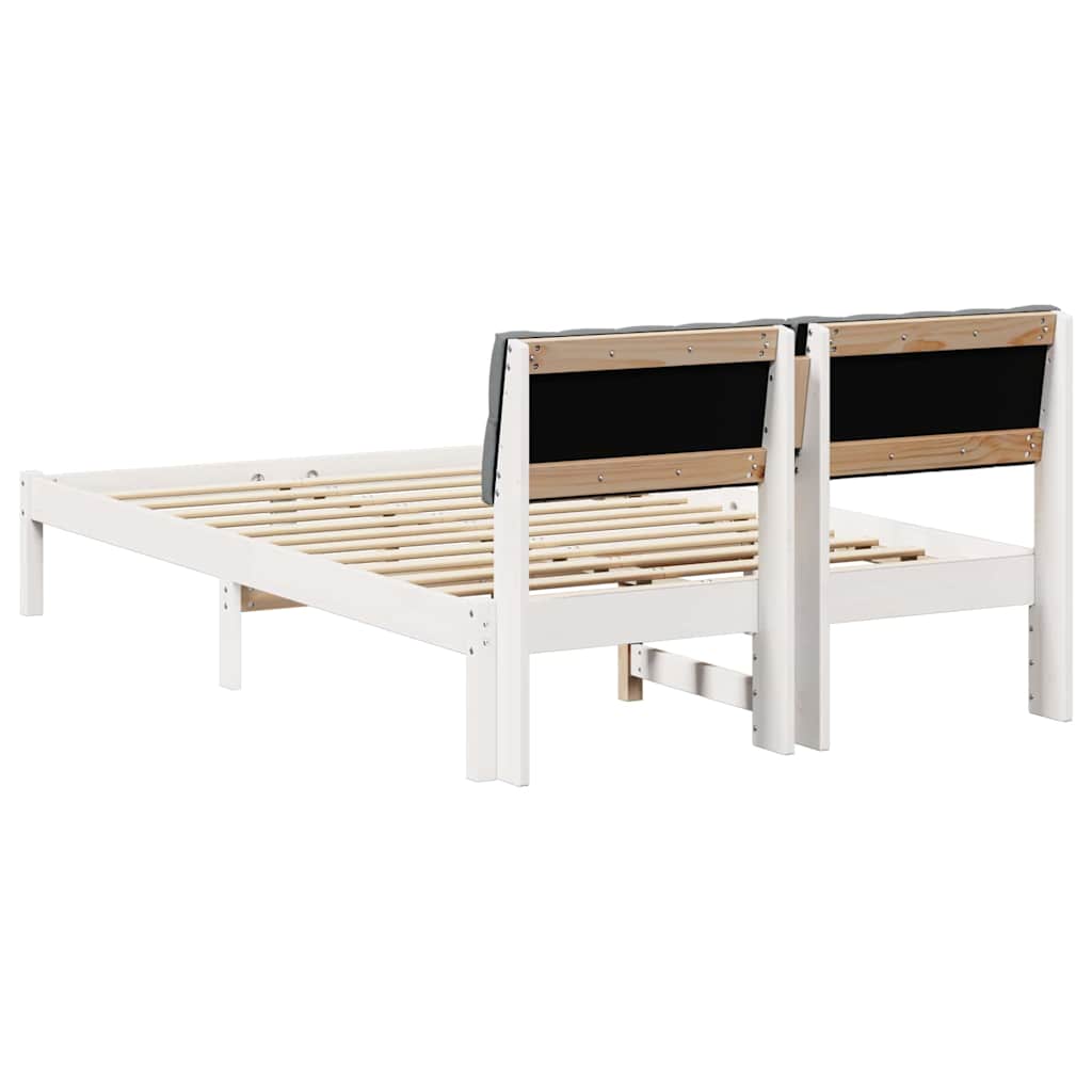 Sengestel Hvid og lys grå 120 x 200 cm Massivt fyrretræ