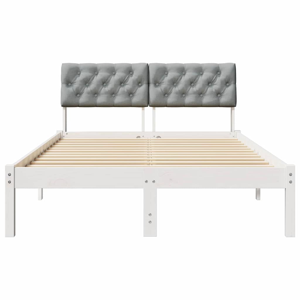 Sengestel Hvid og lys grå 120 x 200 cm Massivt fyrretræ