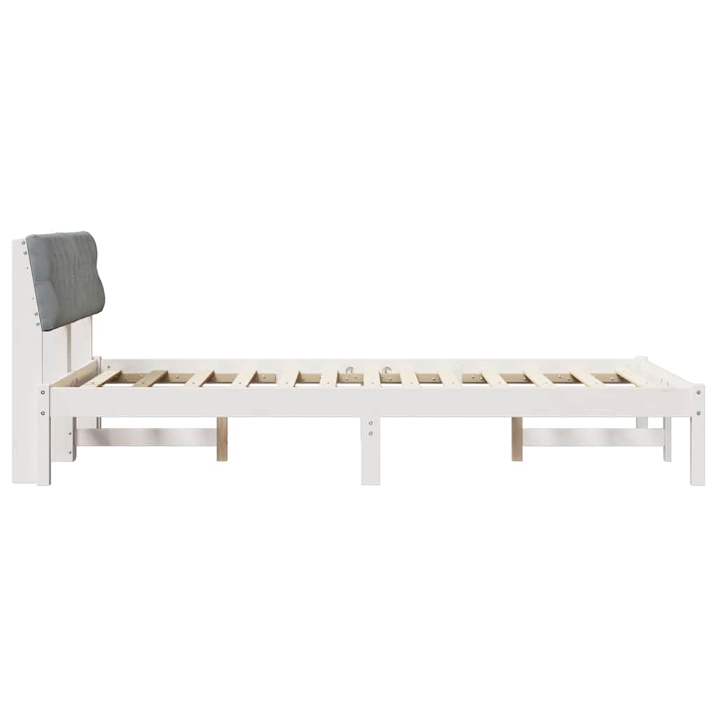 Sengestel Hvid og lys grå 120 x 200 cm Massivt fyrretræ